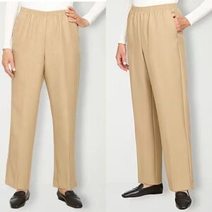 alfred dunner elastic waist with side pockets women's tan color pants